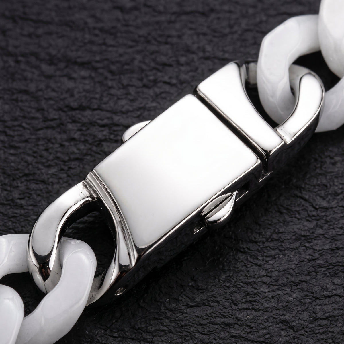 Natural A-grade White Jadeite Cuban Link Bracelet