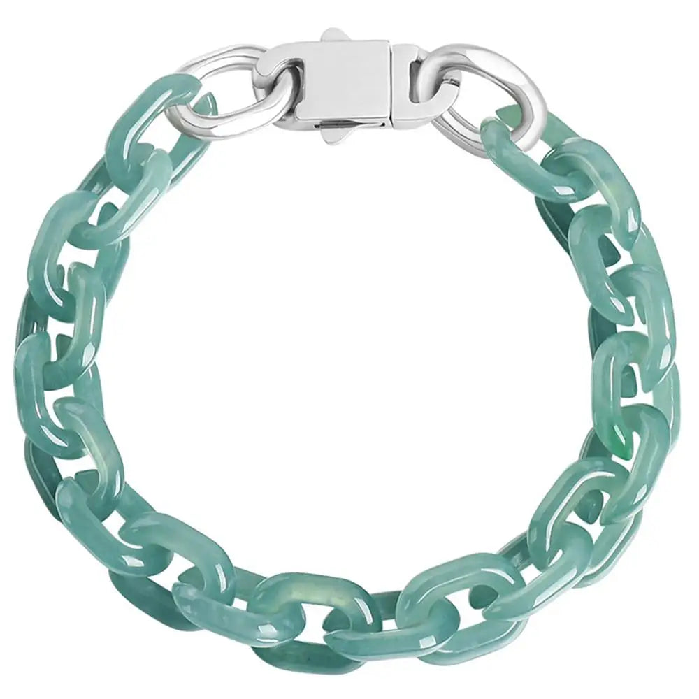 Natural A-grade Jadeite Blue Water Cable Chain Bracelet