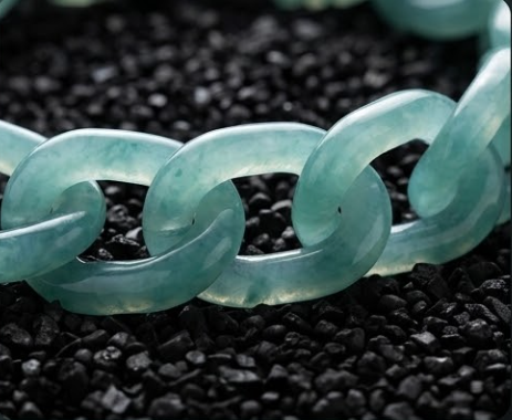 Natural A-grade Jadeite Blue Water Cable Chain Bracelet