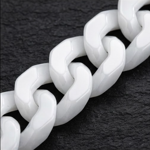 Natural A-grade White Jadeite Cuban Link Bracelet