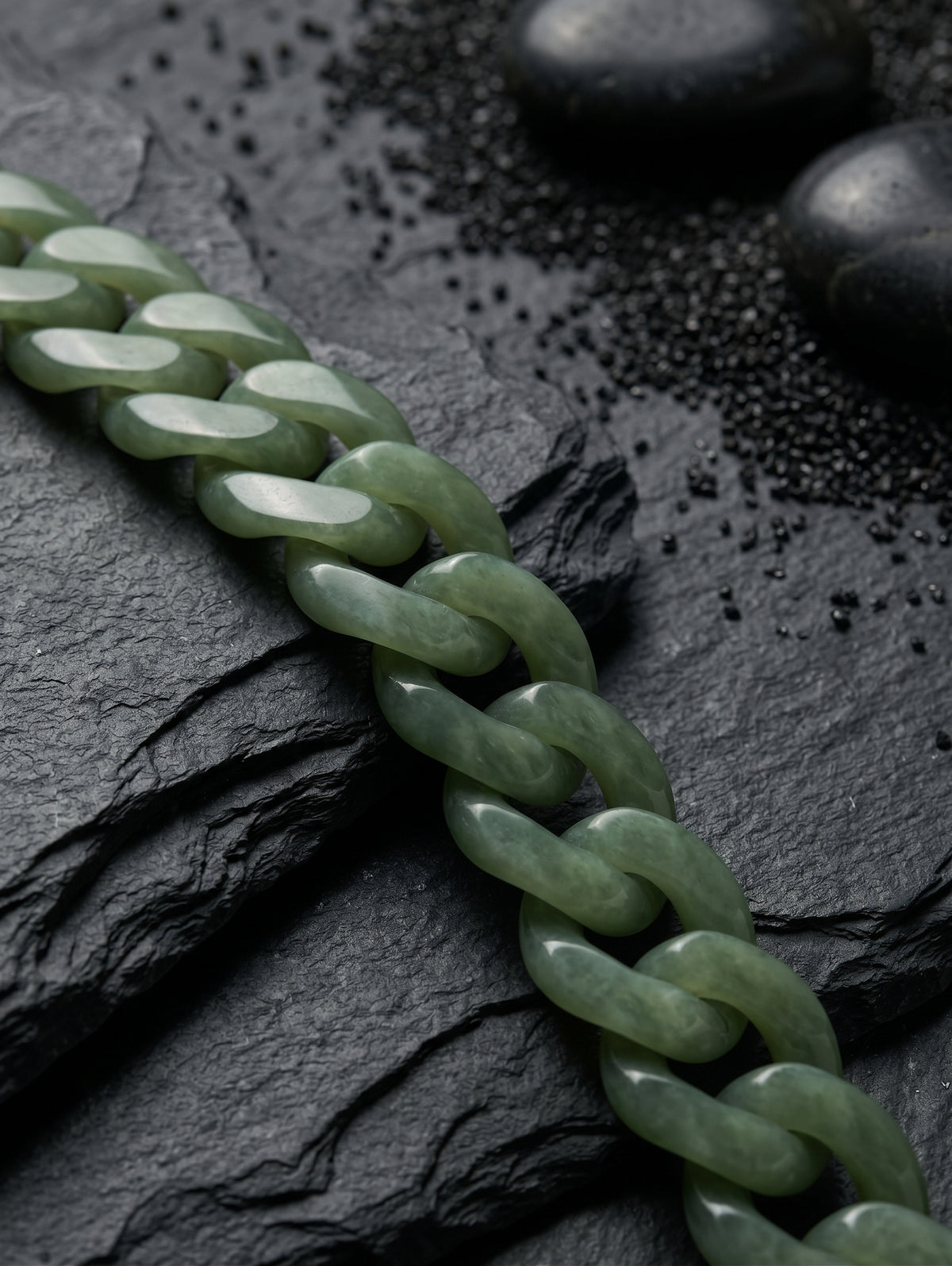 green jade cuban necklace close up